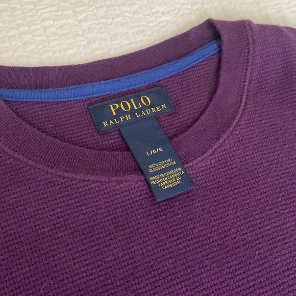 Ralph Lauren polo thermal long sleeve.   100% cotton Tee shirt in purple. - Picture 4 of 5